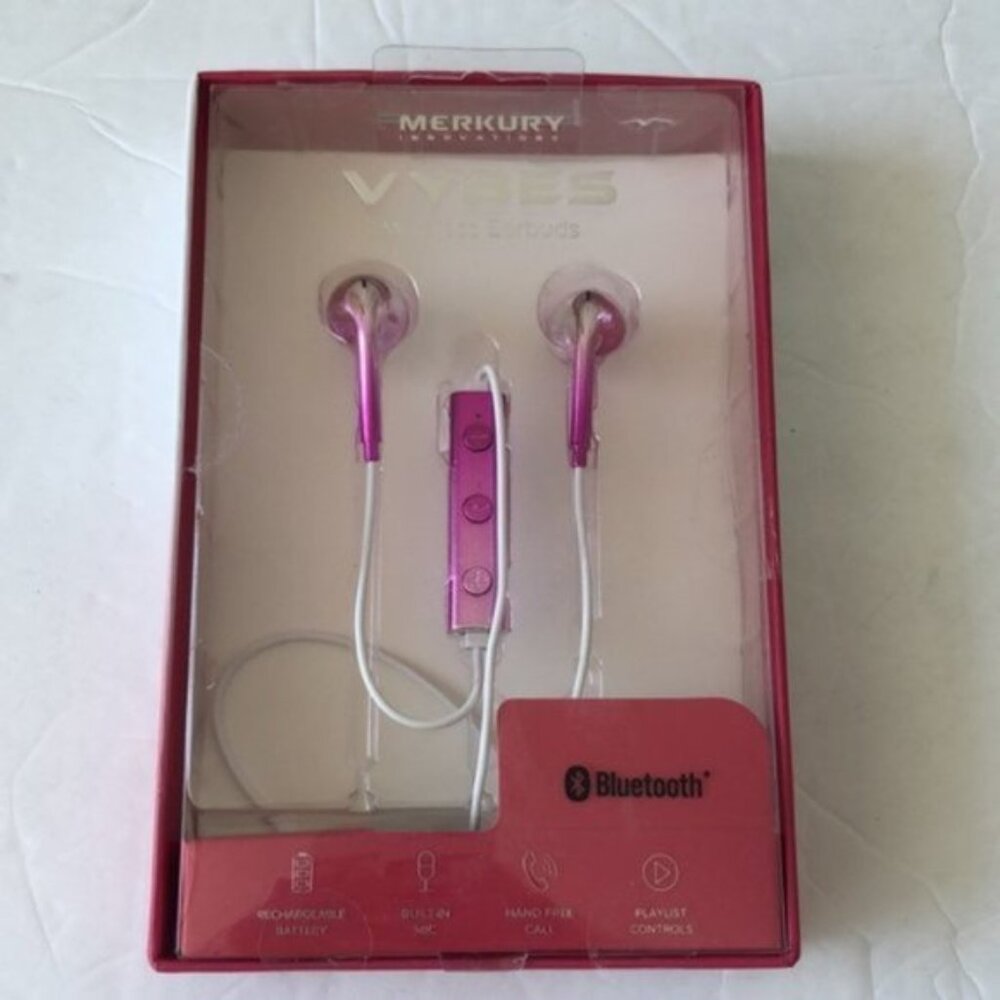Merkury Vybes Wireless Earbuds Bluetooth Hot pink New in box